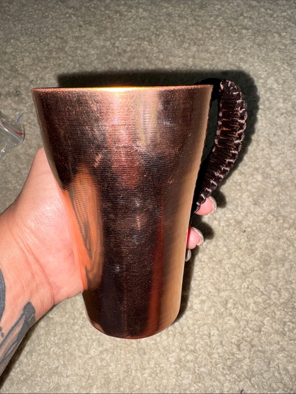 Copper Mug with Textured Dark Handle